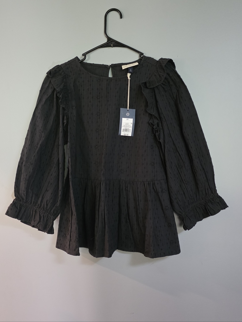 Ruffled Peplum Blouse - Black